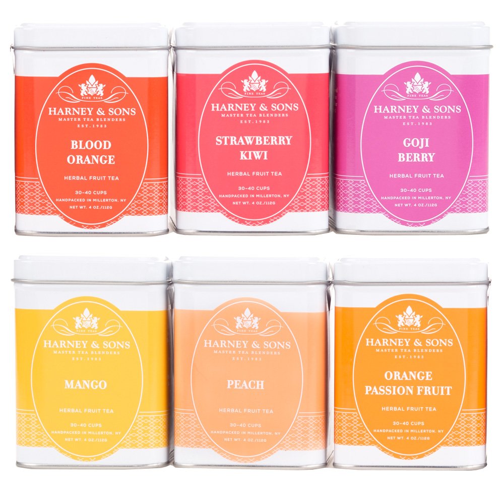 Harney & Sons Fruit Tea Sampler, Six Fruity Flavors Of Loose Tea, 4 Ounce (Pack Of 6)