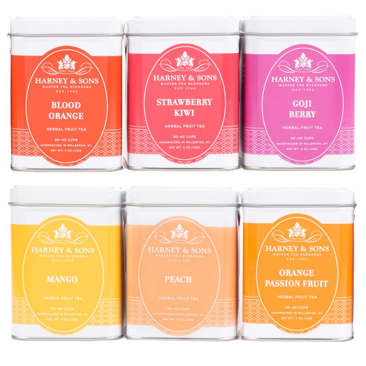 Harney & Sons Fruit Tea Sampler, Six Fruity Flavors Of Loose Tea, 4 Ounce (Pack Of 6)