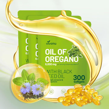 Oil Of Oregano Capsules, Balanced Oil Of Oregano With Black Seed Oil, Organic Oregano Oil Softgels,Carvacrol & Thymoquinone, Non-Gmo & Immune Support
