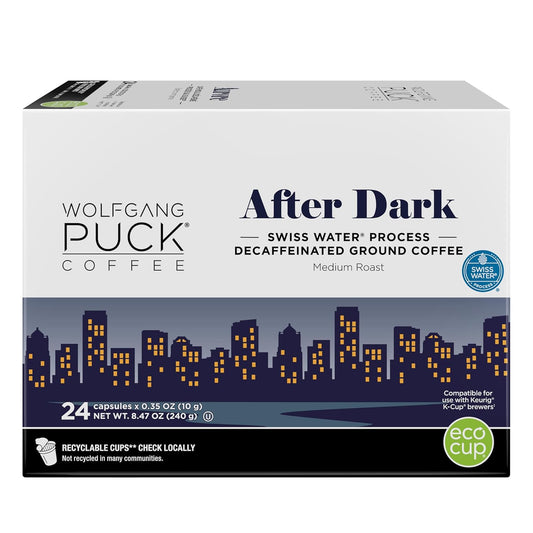 Wolfgang Puck Coffee Single Serve Capsules Decaf, Medium Roast, Compatible With Keurig K-Cup Brewers, 24 Count