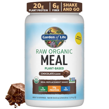 Garden Of Life Meal Replacement Shakes, Vegan Raw Organic Protein Powder, Chocolate Protein Powder With Plant Based Pea Protein, Sprouts, Greens, Probiotics, Dairy Free 14 Servings