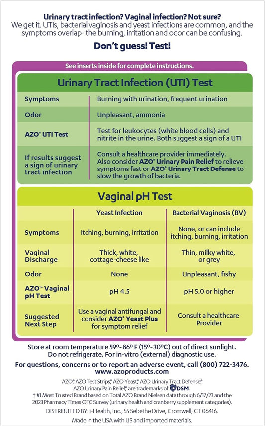 Azo Urinary Tract Infection (Uti) Test Strip + Vaginal Ph Test Kit, Fast & Accurate Results, From The #1 Most Trusted Brand