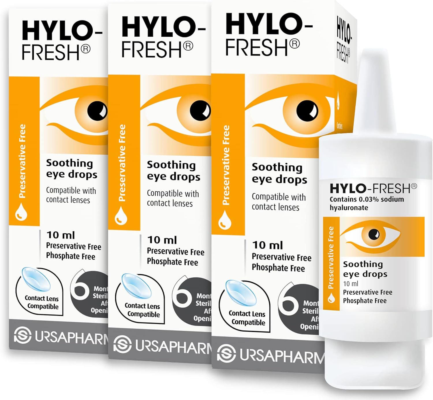 Hylo Fresh - Triple Pack – Preservative Free - Soothing, Lubricating Eyedrops For Irritated Or Mild Dry Eye – 3X10Ml