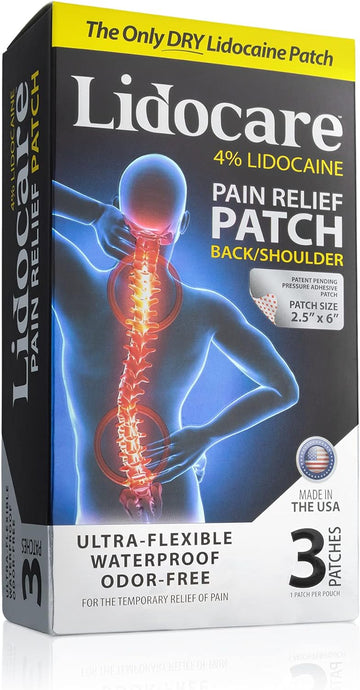 Blue Emu Lidocare Relief Patch For Back And Shoulder Strain Fast Acting, 3 Count (Pack Of 1)