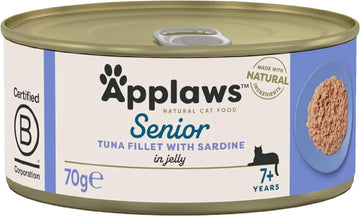 Applaws Natural Senior Wet Cat Food, Tuna With Sardines In A Soft Mousse 70G Tin(Pack Of 24 X 70G Tins)1331Ne-A