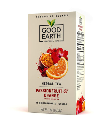 Good Earth Sensorial Blend All Natural Passionfruit & Orange Herbal Tea, 15 Count, Pack Of 5