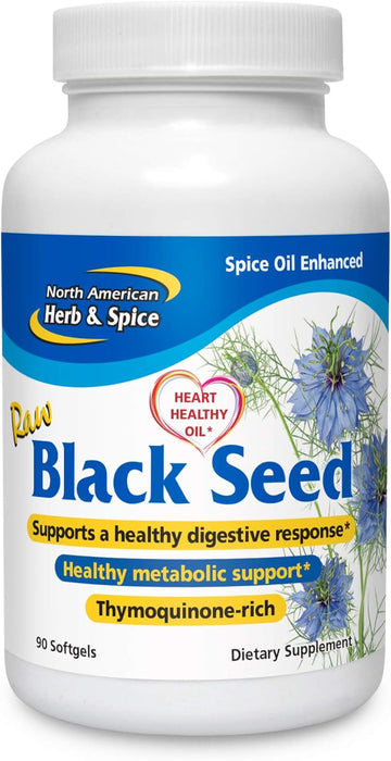 North American Herb & Spice Black Seed Oil 1000 Mg - 90 Count - Liver, Gallbladder & Intestinal Function - Heart & Digestive Health - Black Seed Oil, Oregano Oil, Fennel - Non-Gmo - 45 Servings