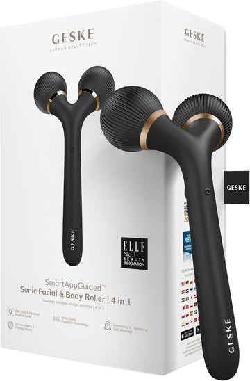 Geske Smartappguided™ Sonic Facial & Body Roller | 4 In 1 | Derma Roller | Facial & Body | Professional Facial & Body Roller | For Skincare And Beauty Routine