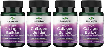 Swanson Vegan Collagen Builder - Featuring Dermaval - Hair, Skin, Nail Health - 60 Veg Caps 4 Pack