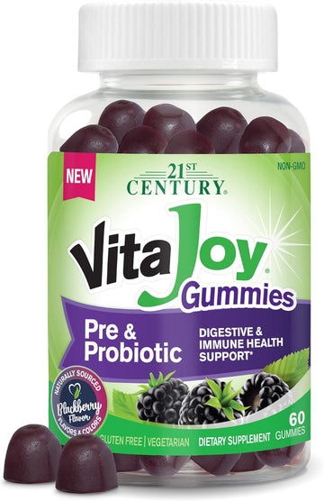 21St Century Healthcare Vitajoy Pre & Probiotic Gummies, Blackberry, 60 Count, Purple