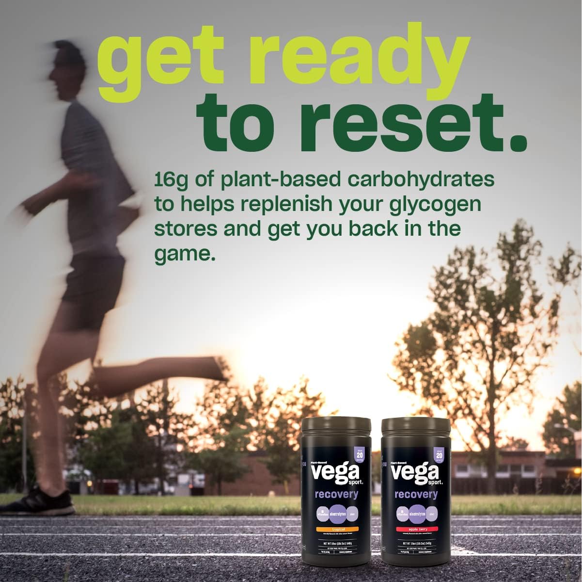 Vega Sport Recovery, Tropical - Post Workout Recovery Drink for Women & Men, Electrolytes, Carbohydrates, B-Vitamins, Vitamin C and Protein, Vegan, Gluten Free, Dairy Free, 1.2 lbs : Health & Household