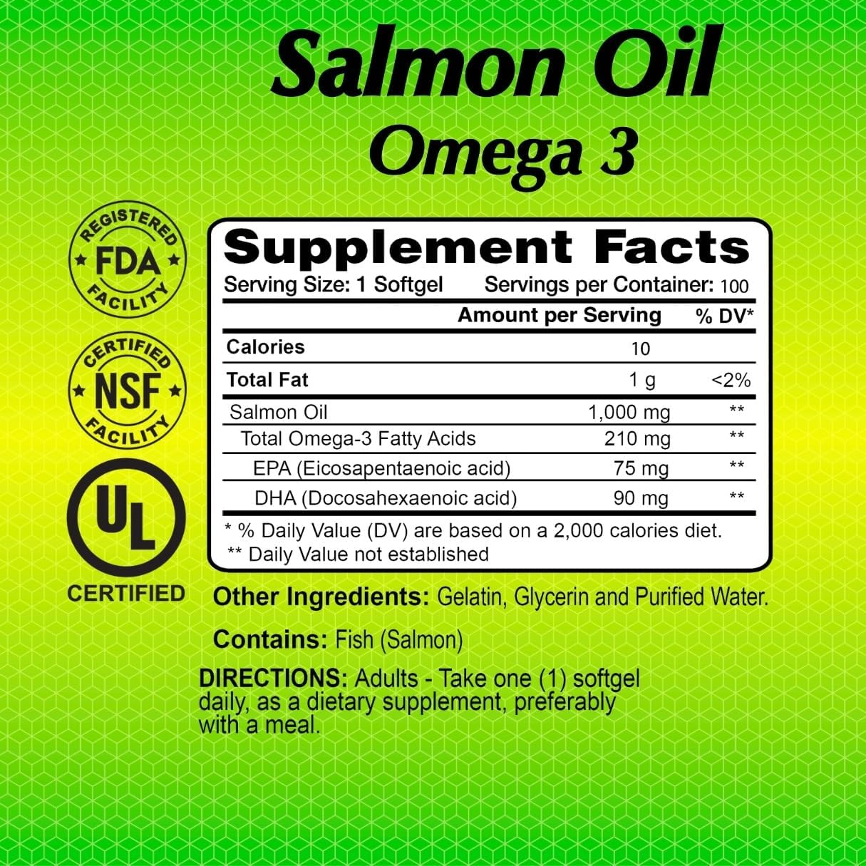 Alfa Vitamins - Salmon Oil 100 Softgels - Fish Oil - Epa - Dha - Essential Fatty Acids - 100 Softgels : Health & Household