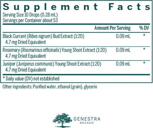 Genestra Brands Al-Gen | Black Currant, Rosemary, And Juniper Herbal Supplement | 0.5 Fl. Oz