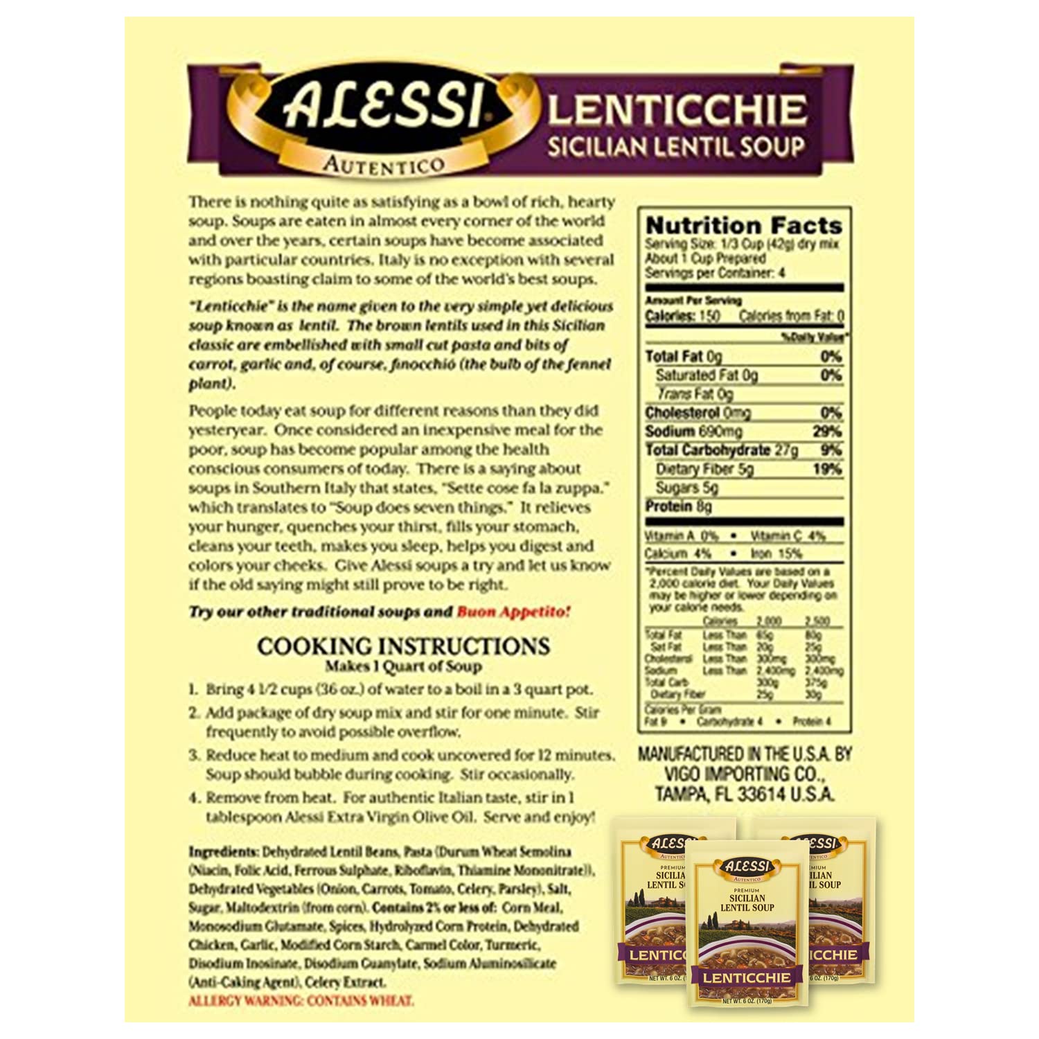 Alessi Autentico Premium Soups, Traditional Flavors, 6oz (Variety, Pack of 3) : Grocery & Gourmet Food