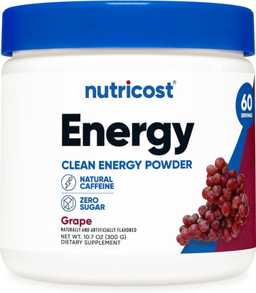 Nutricost Energy Drink Powder (Grape) (60 Servings) - Pre Workout Supplement With Natural Flavors - Non-Gmo, Gluten-Free