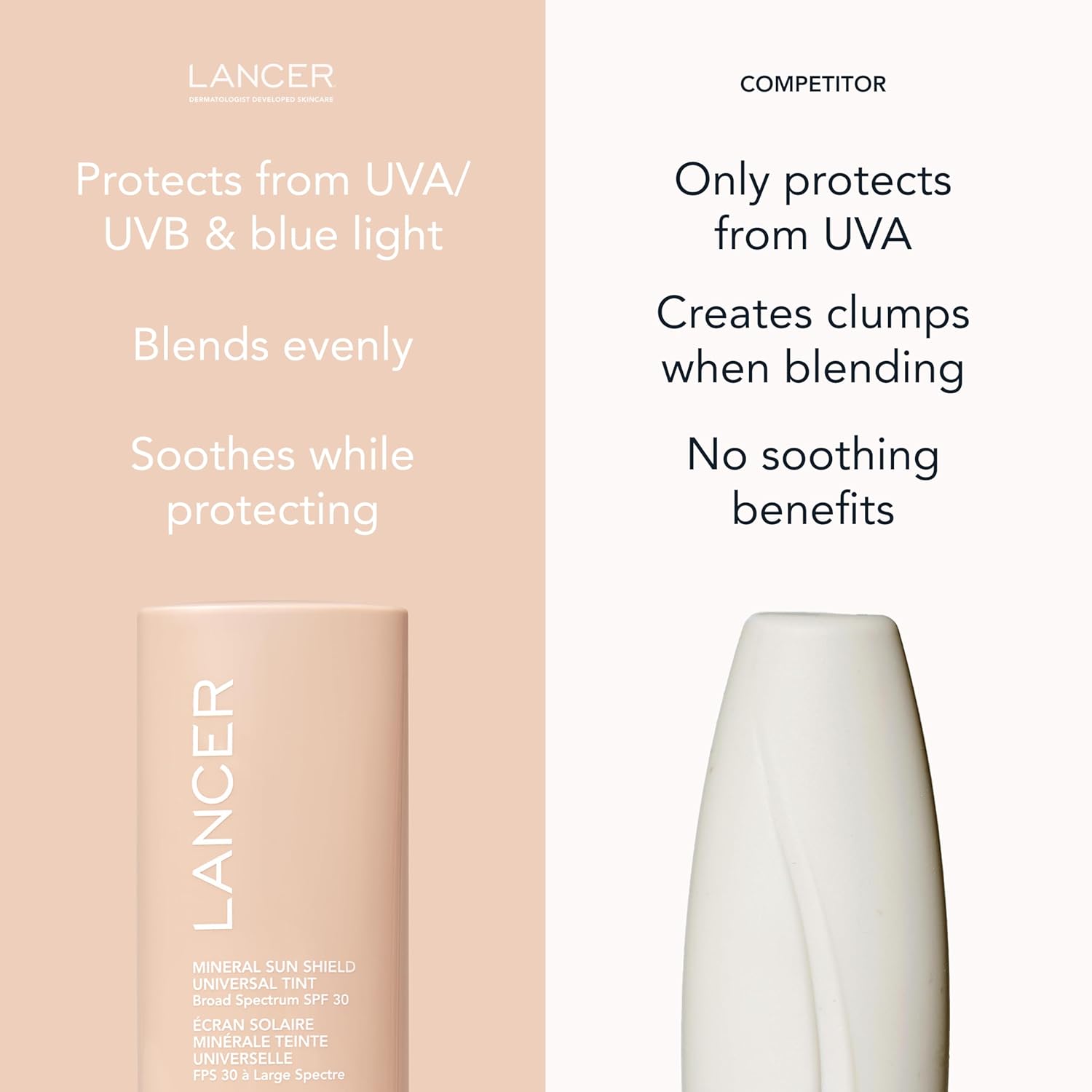 Lancer Skincare Mineral Sun Shield Universal Tint Broad Spectrum Spf 30 Sunscreen, 2 Fl Oz : Beauty & Personal Care