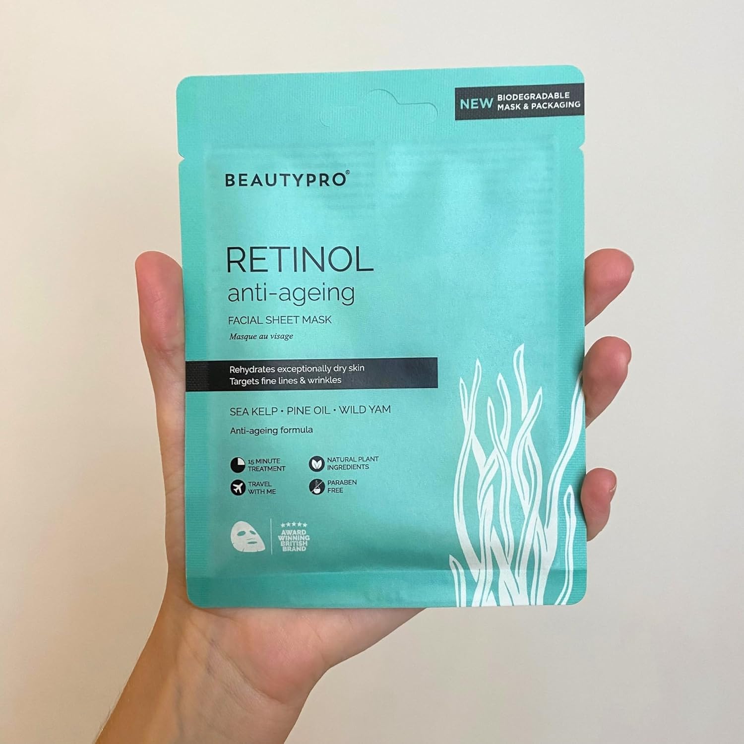 BEAUTYPRO RETINOL Face Mask Anti Ageing Blemish Control Hydrating Organic Pine Oil & Wild Yam Natural Vegan Skincare 100% Plant Based Multi Award Winning Brand : Amazon.co.uk: Beauty