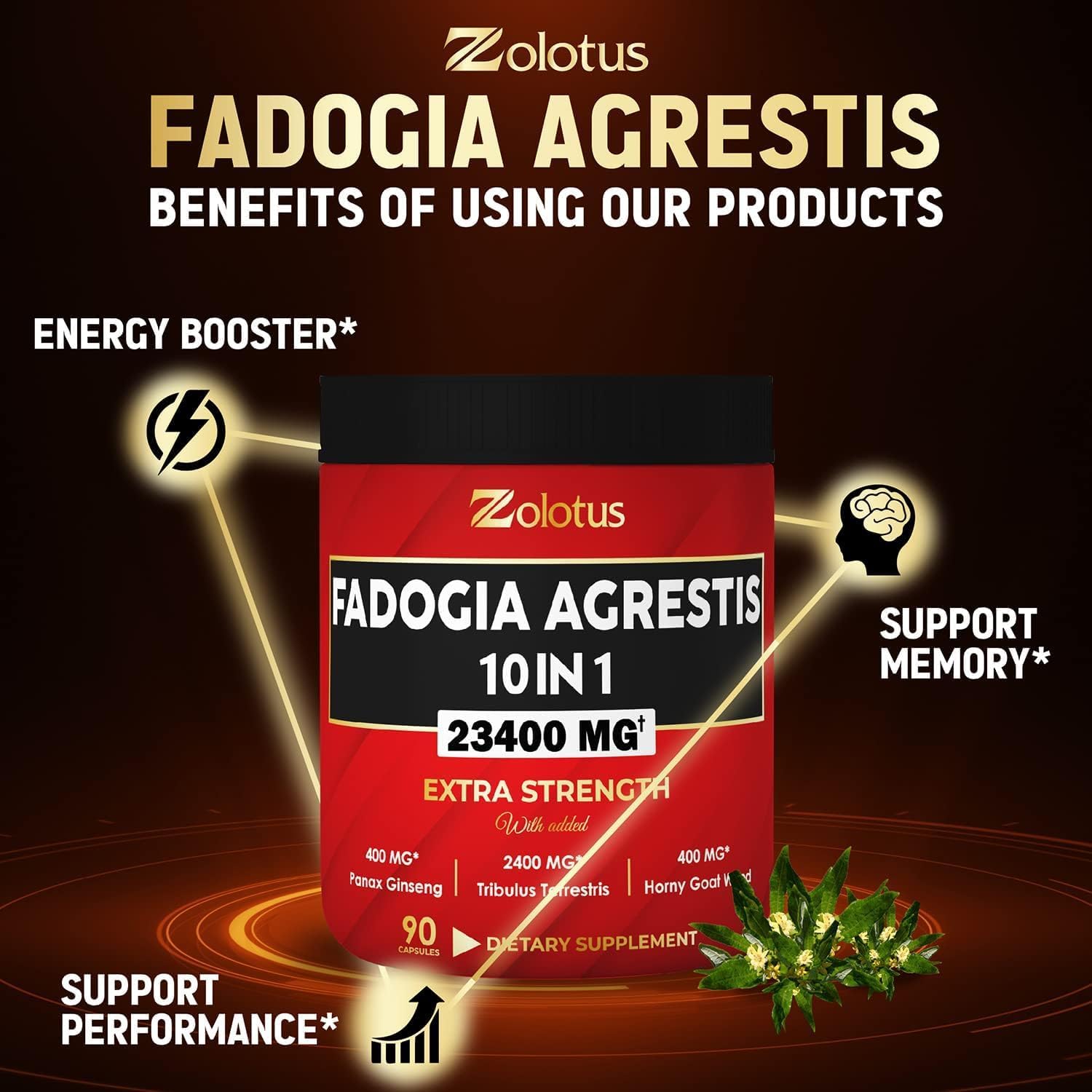 23400mg Fadogia Agrestis 10 In 1, 23X Strength with Maca, Tribulus Terrestris, Horny Goat Weed, Panax Ginseng, Saw Palmetto, Tongkat Ali,. Energy, Stamina & Performance Supplement for Men & Women. : Health & Household