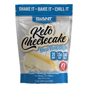 Giant Sports Keto Cheesecake Shake Mix - Delicious Low Carb, Ketogenic Diet Gluten Free Powder Mix - Meal Replacement - Works Great With Almond Milk - New York Style (20 Serving Bag)