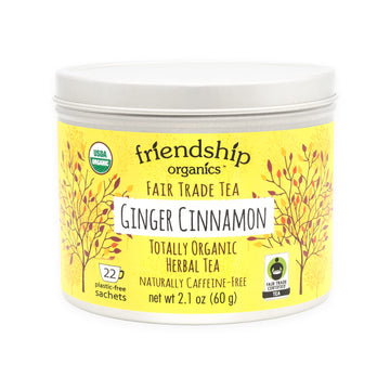 Friendship Organics Ginger Cinnamon Tea Bags, Organic Herbal And Fair Trade 22 Count