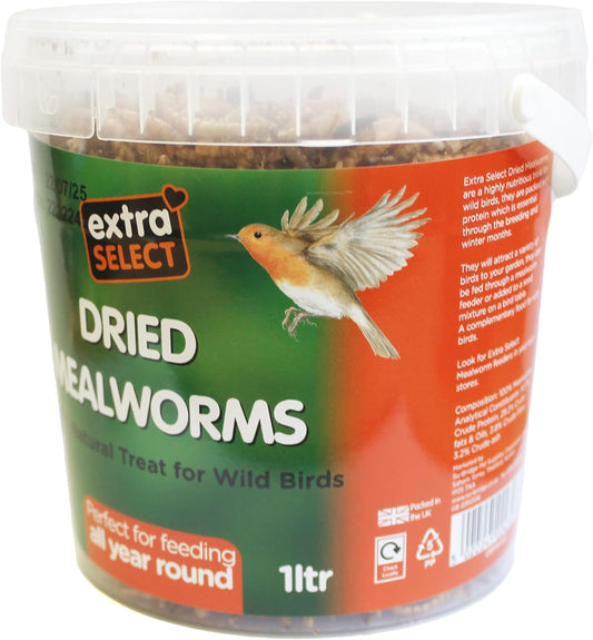 Extra Select Dried Mealworms Wild Bird Feed Treat, 1 Litre08Mw