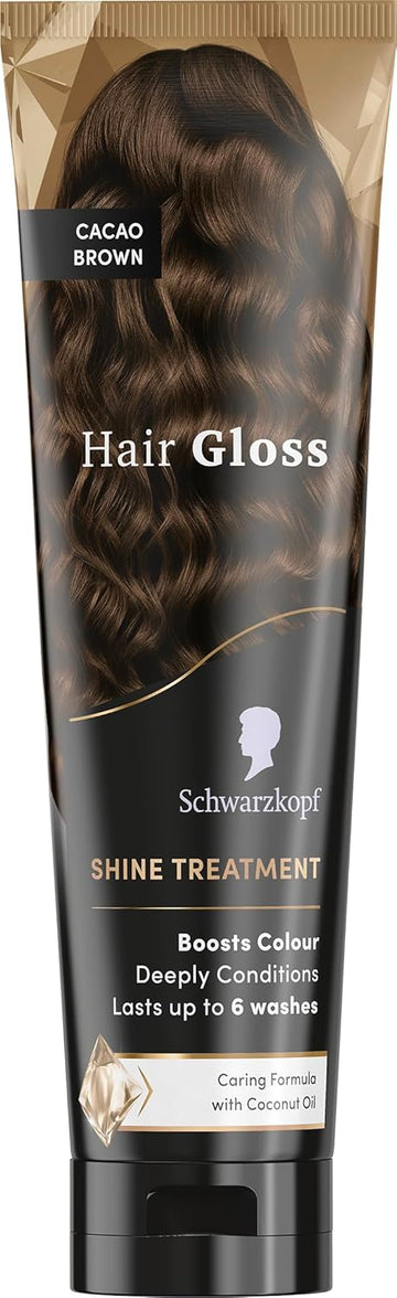 Schwarzkopf Hair Gloss Shine Treatment Light Brown 150Ml, Semi-Permanent Hair Dye, Temporary Hair Treatment To Condition And Colour Hair, Contains Coconut Oil, Enhances Colour And Reduces Breakage