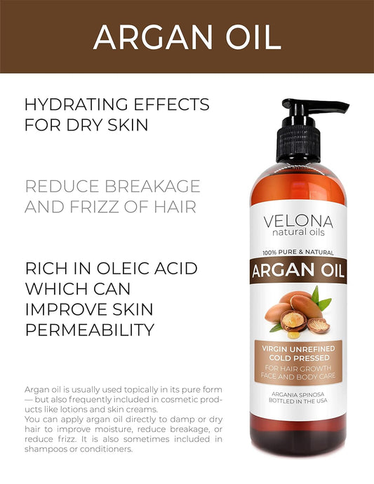 velona Argan Oil - 1 Gallon / 128 Fl Oz | 100% Pure and Natural | Morocco Oil | Stimulate Hair Growth, Skin, Body and Face Care | Nails Protector | Unrefined, Cold Pressed