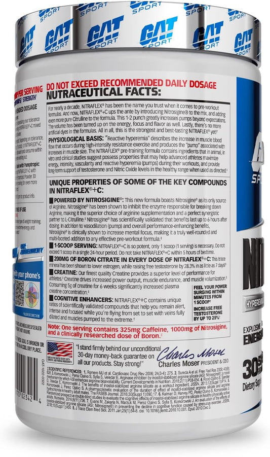 Gat Sport Nitraflex + C Creatine Pre Workout Supplement For Strength A