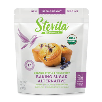 Stevita Organic Monk Fruit Bake-It-Better Pouch - 12 Oz - Baking Sugar Alternative With Monk Fruit, Stevia & Erythritol - No Calories - Usda Organic, Non-Gmo, Vegan, Keto, Paleo, Gluten Free