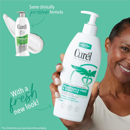 Curel Fragrance Free Comforting Body Lotion, Body And Hand Moisturizer For Dry, Sensitive Skin, 13 Ounce, With Advanced Ceramide Complex, Repairs Moisture Barrier