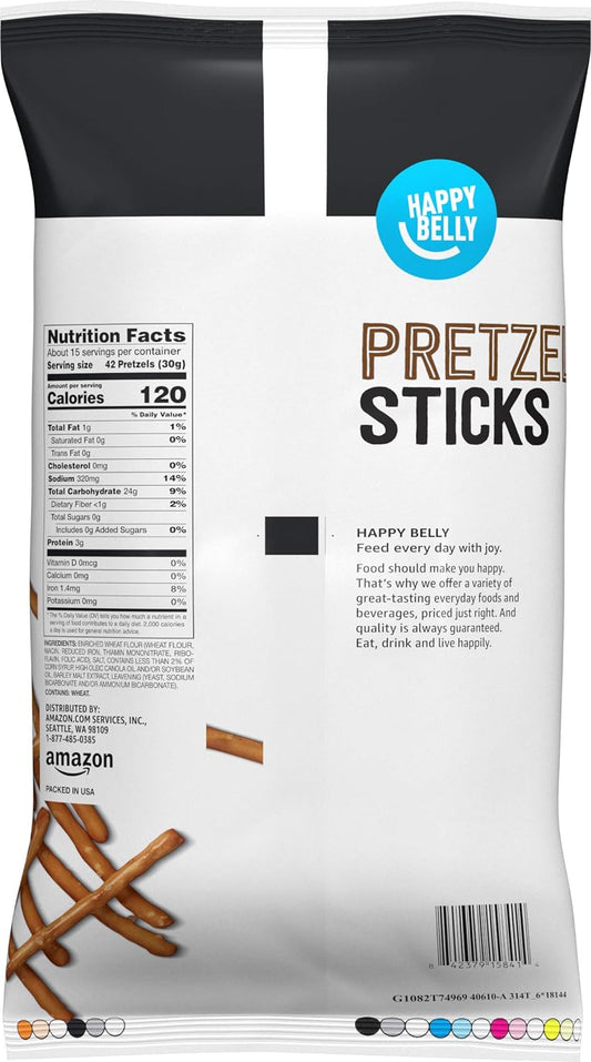 Amazon Brand - Happy Belly Pretzel Sticks, 1 Pound (Pack Of 1)