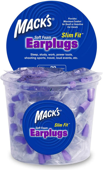 Mack'S Slim Fit Soft Foam Earplugs, 100 Pair - Individually Wrapped - Small Ear Plugs For Sleeping, Snoring, Traveling, Concerts, Shooting Sports And Power Tools | Made In Usa