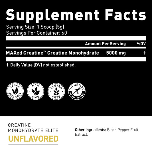 Kaged Creatine Monohydrate Elite Capsules Unflavored Muscle Recovery And Growth Supplement For Men & Women, Vegan, Easily Digestible, Gluten Free, No Sugar Added