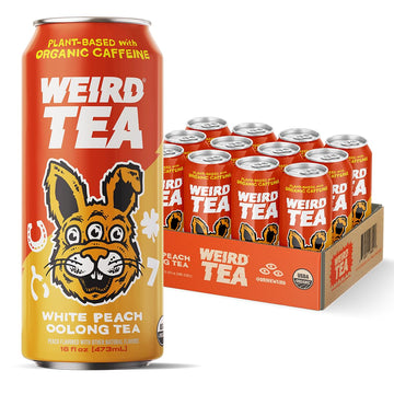 Drink Weird Organic White Peach Oolong Tea – 16Oz Cans, 160Mg Organic Caffeine, Pack Of 12 – A Refreshing Energy Drink Alternative