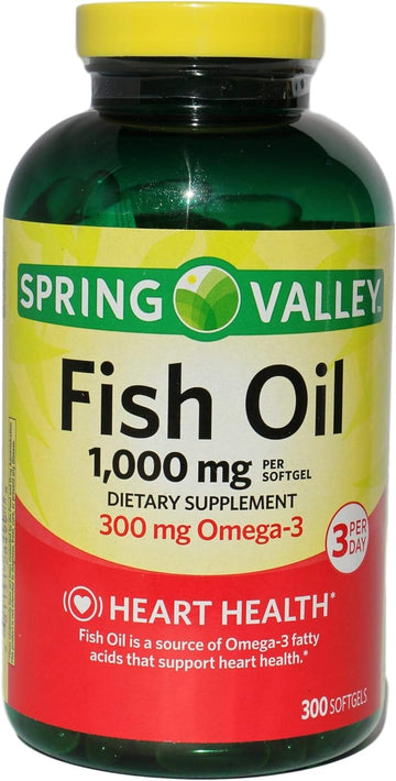 Spring Valley Fish Oil 1,000 mg, Omega-3 300 mg, Heart Health, 300 Sof