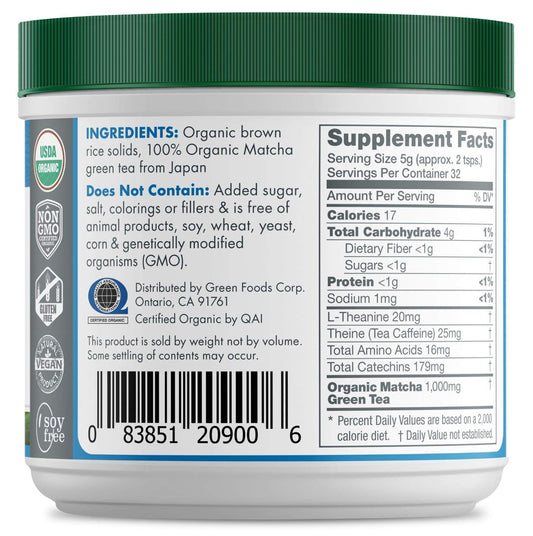Green Foods Organic Ceremonial Grade Matcha Green Tea From Japan 5.5Oz