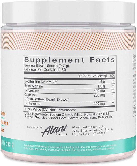 Alani Nu Pre Workout Powder | Amino Energy Boost | Endurance Supplement | Sugar Free | 200Mg Caffeine | L-Theanine, Beta-Alanine, Citrulline | 30 Servings (Rainbow Candy)