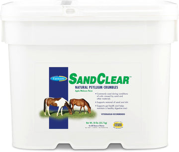 Farnam Sand Clear For Horses Natural Psyllium Crumbles, Veterinarian Recommended To Support The Removal Of Sand & Dirt From The Ventral Colon, 50 Lbs., 160 Scoops