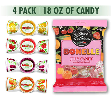 Fida - Bonelle Assorted Jelly Candy - Fruit Flavored - 4.5 Oz, 18 Oz Bag