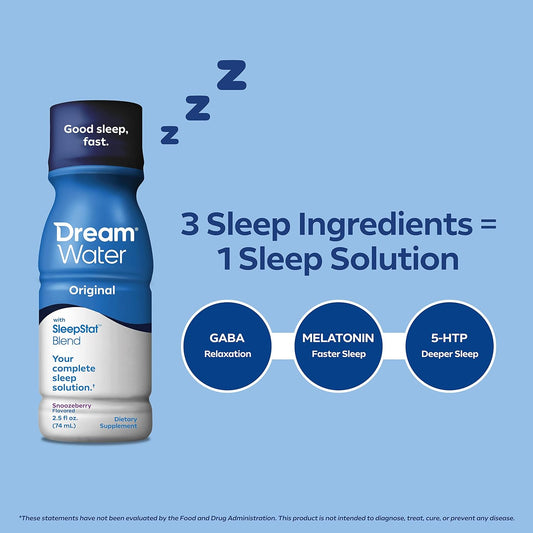 Dream Water Sleep Gummies – Melatonin 5Mg, Gaba & 5-Htp, Snoozeberry Flavor, 60 Count