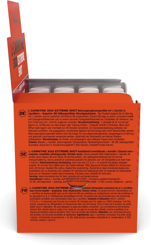 Olimp Sport Nutrition Olimp Labs L-Carnitine 3000 Extreme Shots, Cherry Flavour, Pack Of 20 Ampoules