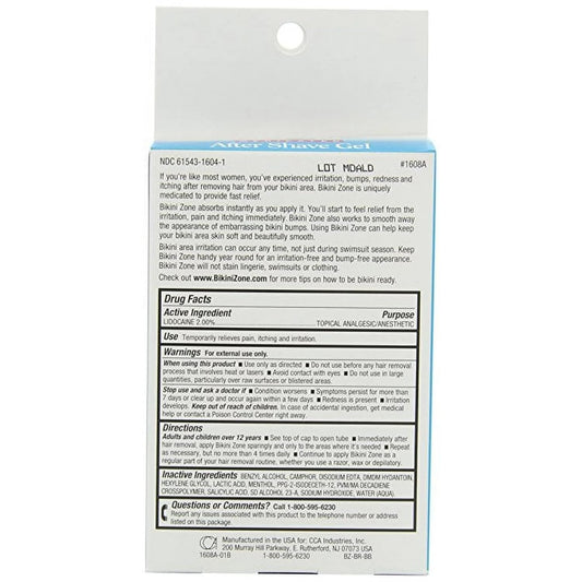 Bikini Zone Medicated After Shave Gel - Gently Formulated Gel for Bikini & Delicate Areas - Helps Stop Shave Bumps & Irritation - Use after Shaving, Waxing, or Depilation - Dye-Free (1 oz, 1 Pack)