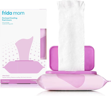Frida Mom Witch Hazel Perineal Cooling Pad Liners For Postpartum Care, Hospital Bag Essentials For Pain Relief After Birth, Full-Length Medicated Cooling Pad Liners (24Ct)