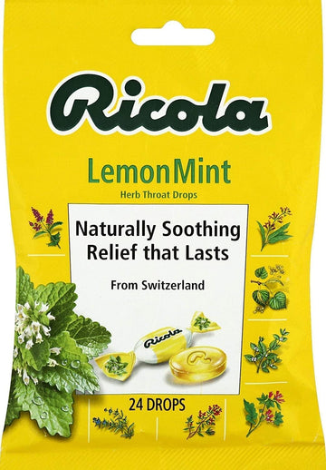 Ricola Lemon Mint Throat Drops – 12 Packs Of 24 Lozenges Each | Soothes Sore Throat, Cough & Refreshes Breath