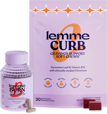Lemme Burn Capsules And Curb Chews. Metabolism, Cravings Support & Weight Management With Clinically Studied Chromium Picolinate, Gynostemma, Cinnamon, Green Tea, Vitamin B6 & B12 - Gluten-Free