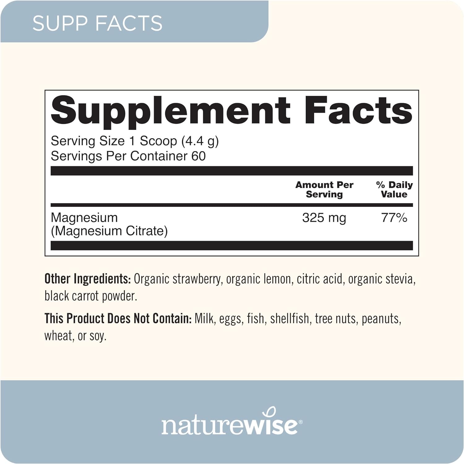 NatureWise Naturewise Magnesium Powder for Nerve & Energy Support from Magnesium Citrate (2+ Month Supply), 264 Gram