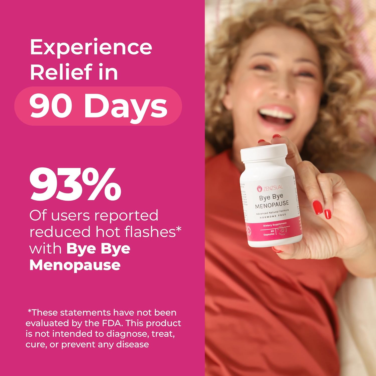 Zenzsual Bye Bye Menopause Supplements For Women – Natural Menopause Support For Hot Flashes, Night Sweats, Mood Swings & Hormone Balance – Melatonin-Free, Vegan, Estrogen-Free Formula – 60 Capsules : Health & Household