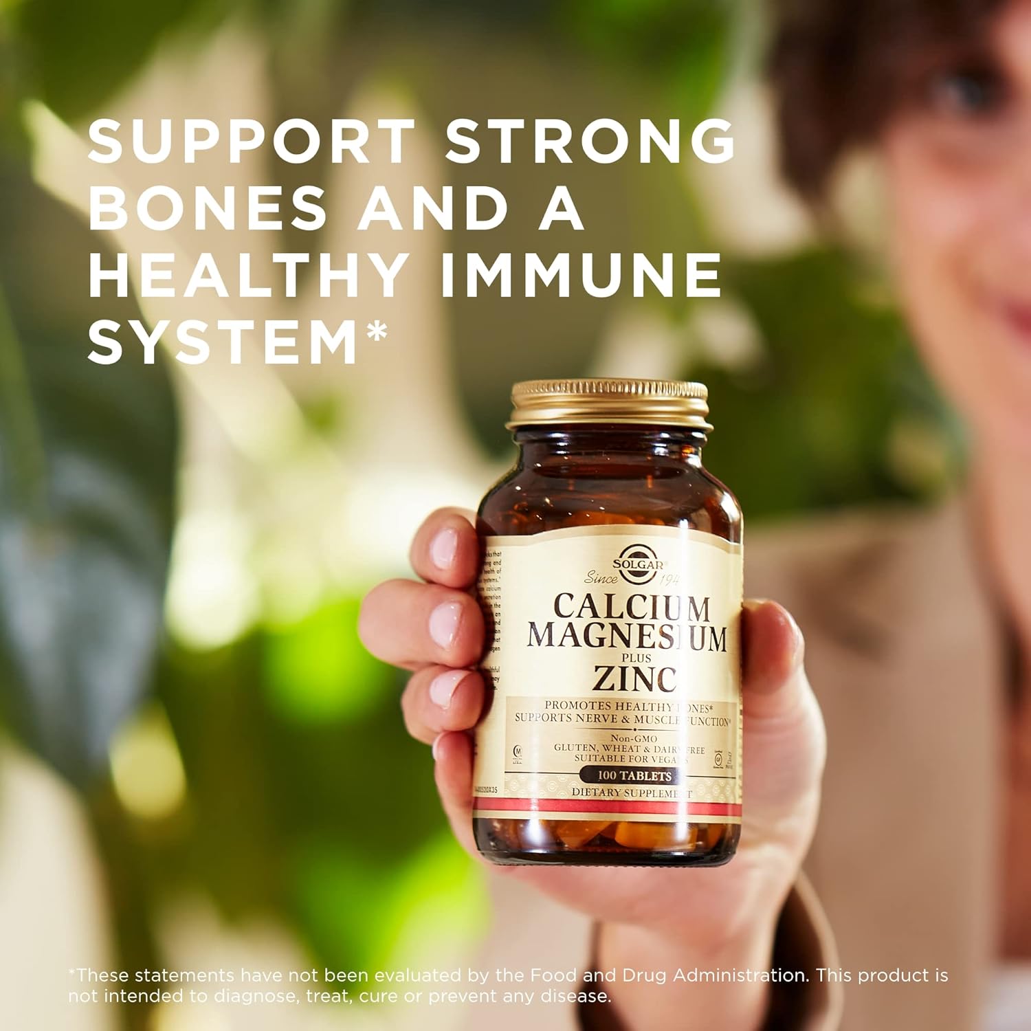 Solgar Calcium Magnesium Plus Zinc - 100 Tablets, Pack Of 3 - Promotes Healthy Bones, Supports Nerve & Muscle Function - Non-Gmo, Vegan, Gluten Free - 100 Total Servings