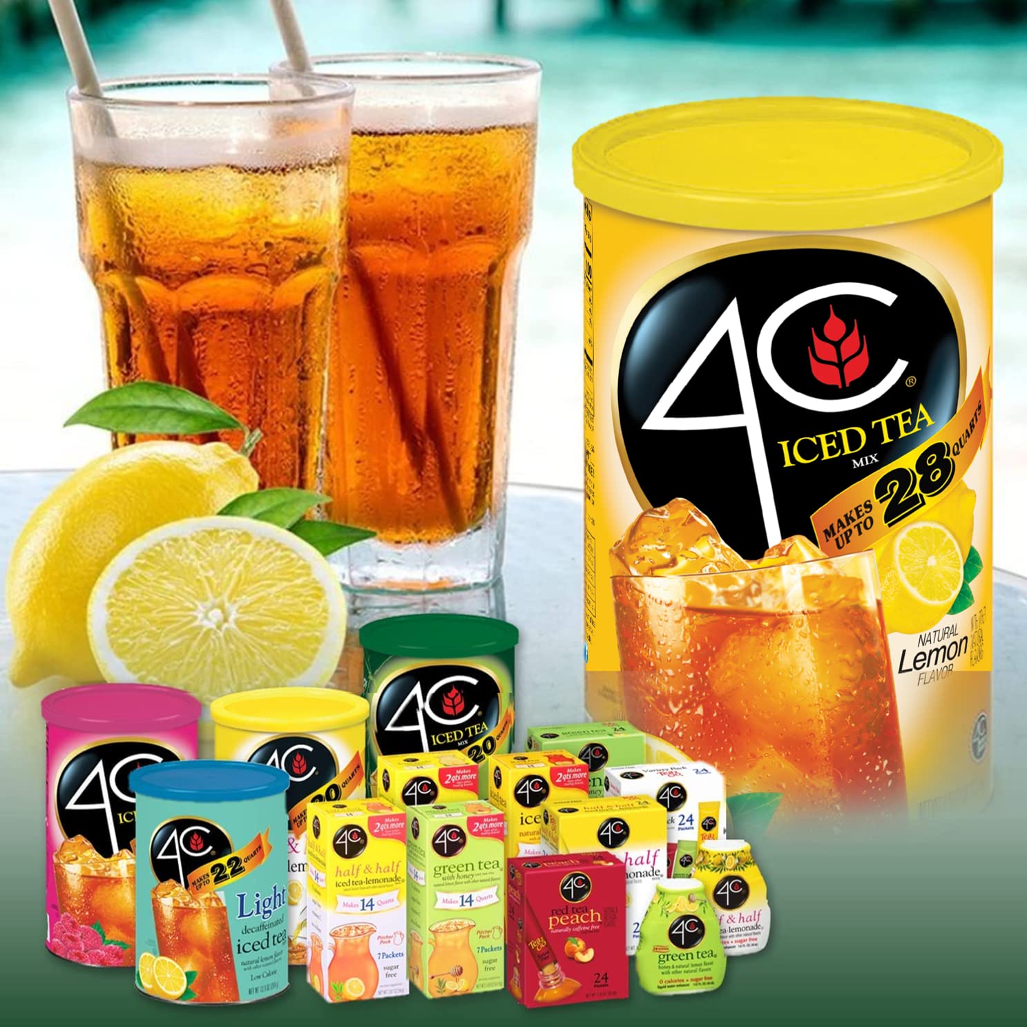 4C Powder Drink Mix Packets, Green Tea 1 Pack, 24 Count, Singles Stix On The Go, Refreshing Sugar Free Water Flavorings