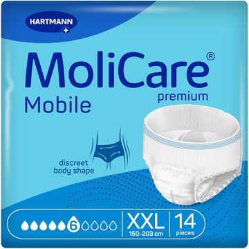 Molicare Premium Mobile 6 Drops Size Xxl Incontinence Pants With Reliable Leakage Protection, Disposable Pull-Up Pants For Moderate Incontinence, Comfortable Fit, Odour Neutralising, 14 Pieces